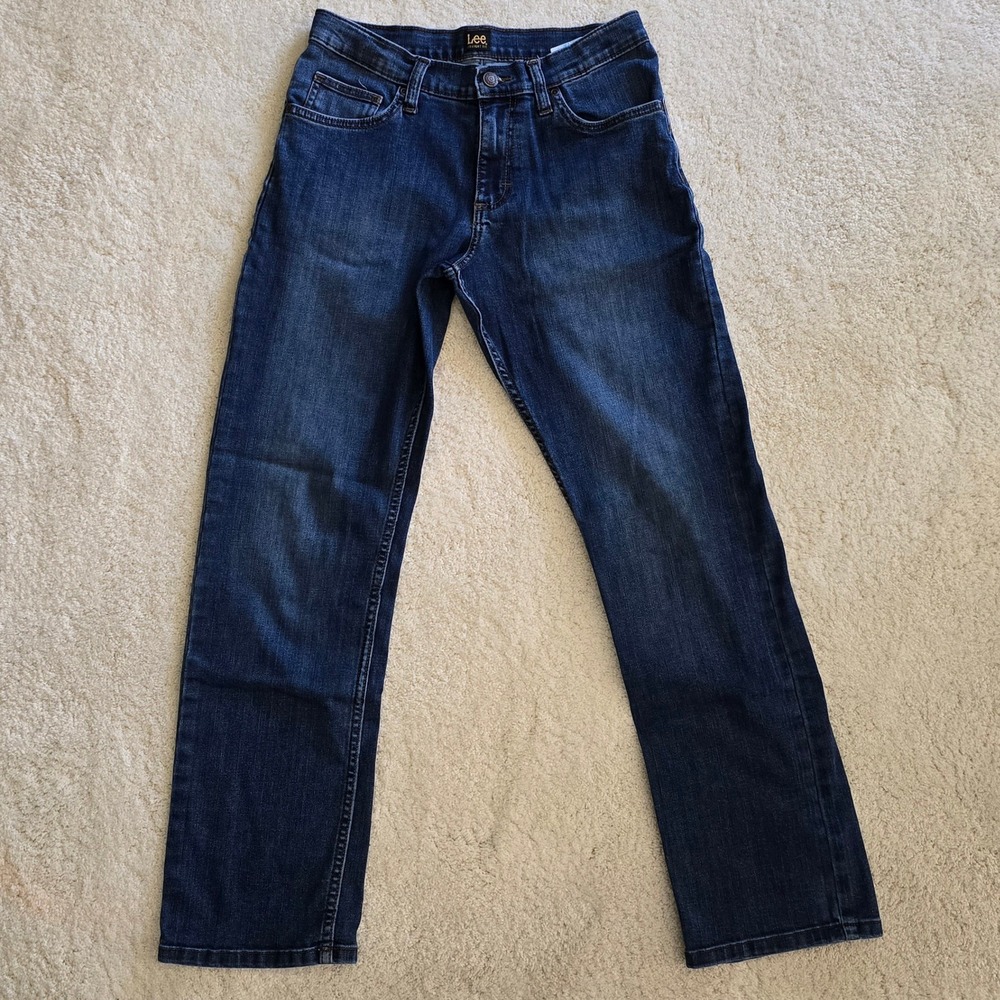 Lee Kids Straight Fit Jeans Adjustable Waist‎ Size 16 Regular Dark Wash Denim